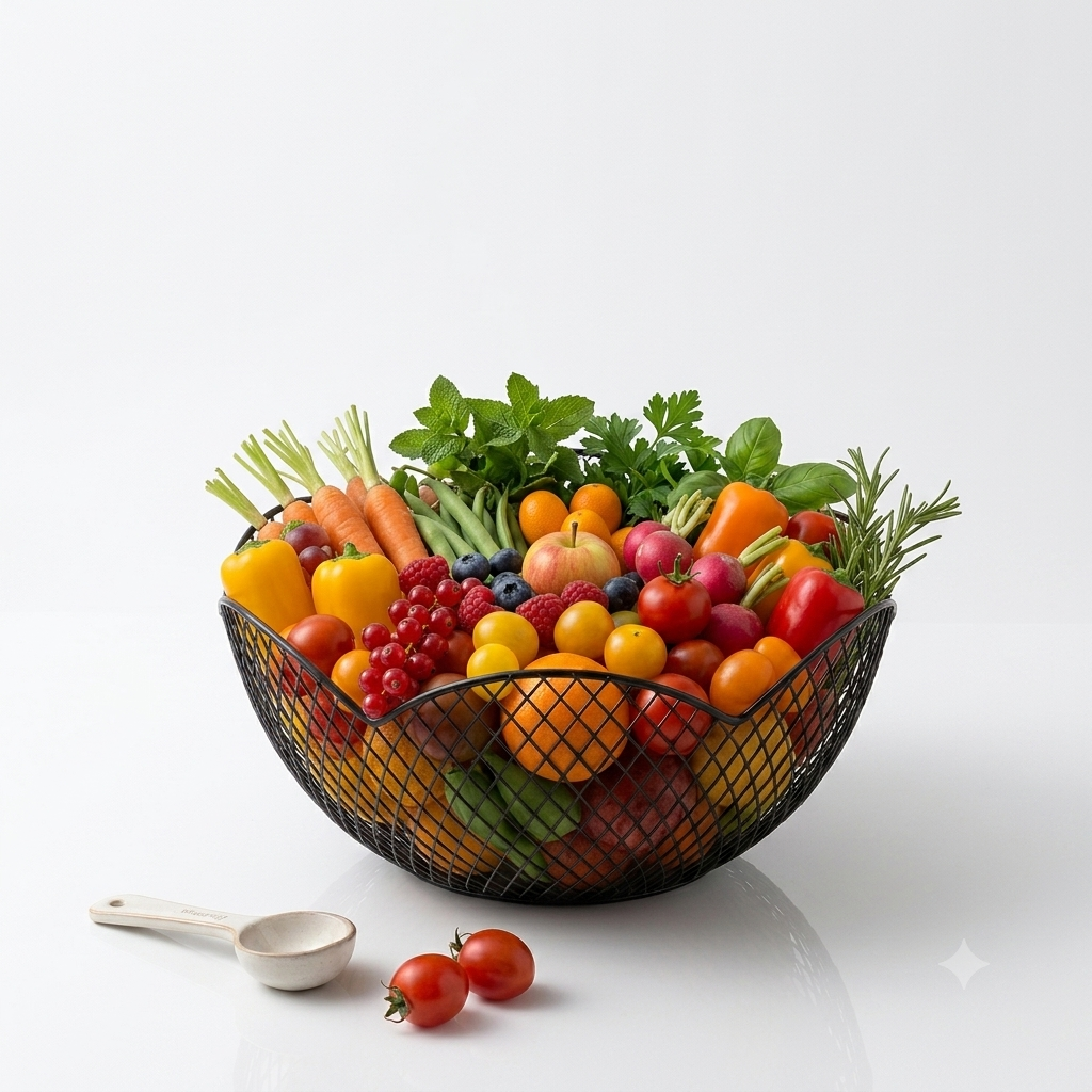VA Vibe N Art Iron Rod Fruit Basket for Kitchen | Decorative Metal Wire Storage Bowl for Dining Table (Black, 12 Inch)