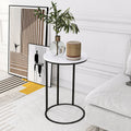 VA Vibe N Art Round White Marble Side Table with Elegant Black Metal Frame | Modern End Table for Living Room & Bedroom